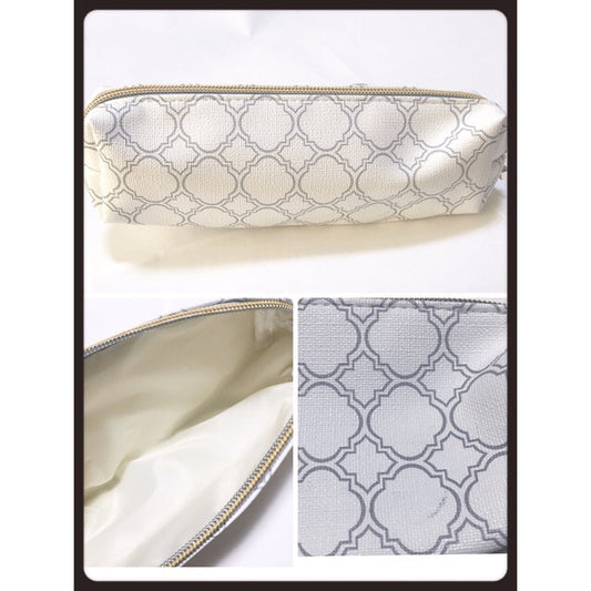 Moroccan pattern  pouch in gray and white pencil pouch