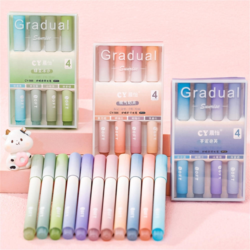 4Pcs/set Kawaii Highlighter Pens Cute DIY Spot Liner Marker Drawing Painting Markers Japan Stationery